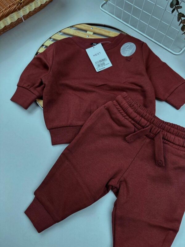 Burgundy Red Baby Sweatshirt & Joggers Set – Cotton Blend
