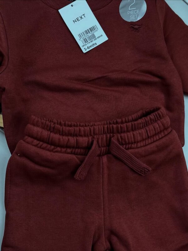 Burgundy Red Baby Sweatshirt & Joggers Set – Cotton Blend - Image 3
