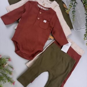 6-Piece Baby Bodysuit & Pants Set - Premium Cotton 3-Outfit Bundle