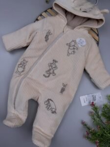 Disney Winnie The Pooh Baby Pramsuit - Cream Velour Hooded PramsuitKenya