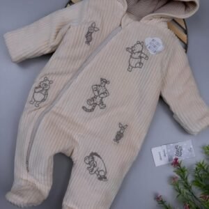 Disney Winnie The Pooh Baby Pramsuit - Cream Velour Hooded PramsuitKenya