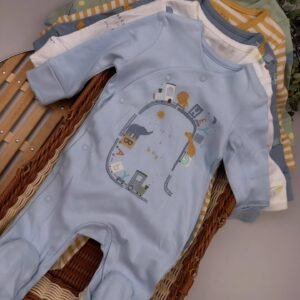 5-Pack "It’s A Boy" Elephant Sleepsuits - 2-Way Zip Baby Rompers