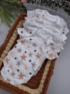 5-Pack Baby Bodysuits - White Star & Stripe Neutral Vests
