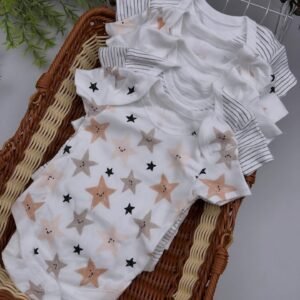 5-Pack Baby Bodysuits - White Star & Stripe Neutral Vests