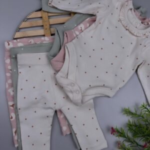 3-Pack Pastel Ribbed Baby Bodysuit & Leggings Set - Ruffle Collar Baby Clothes Kenya