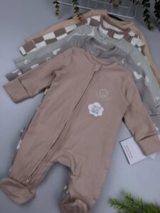 5-Pack Double Zipper Baby Sleepsuits - 2-Way Zip Rompers Kenya