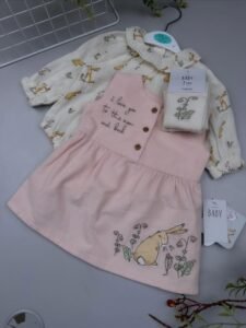 Guess How Much I Love You Pink Pinafore 3-Piece Outfit