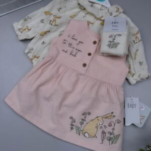 Guess How Much I Love You Pink Pinafore 3-Piece Outfit