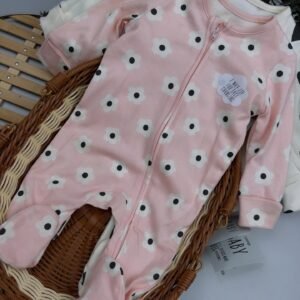 Floral Heart Zip-Up Sleepsuits (2 Pack)